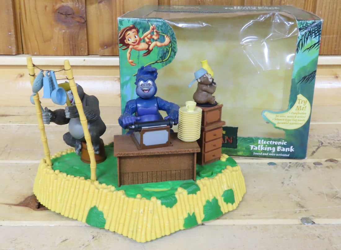 Disney Tarzan Electronic Talking Bank, Working: Disney Tarzan Electronic Talking Bank, Working - Open Box, Tested/Working Please ask questions and read terms & conditions before bidding.