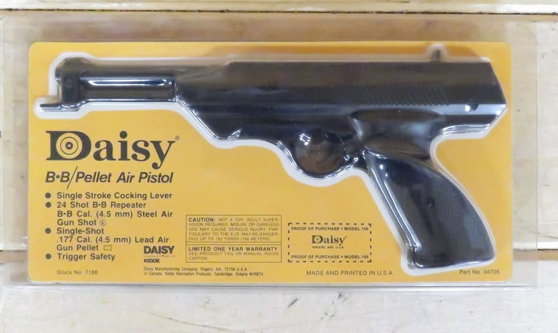Daisy Model 188 BB/Pellet Air Pistol NIP: Daisy Model 188 BB/Pellet Air Pistol NIP - Factory Sealed Please ask questions and read terms & conditions before bidding.