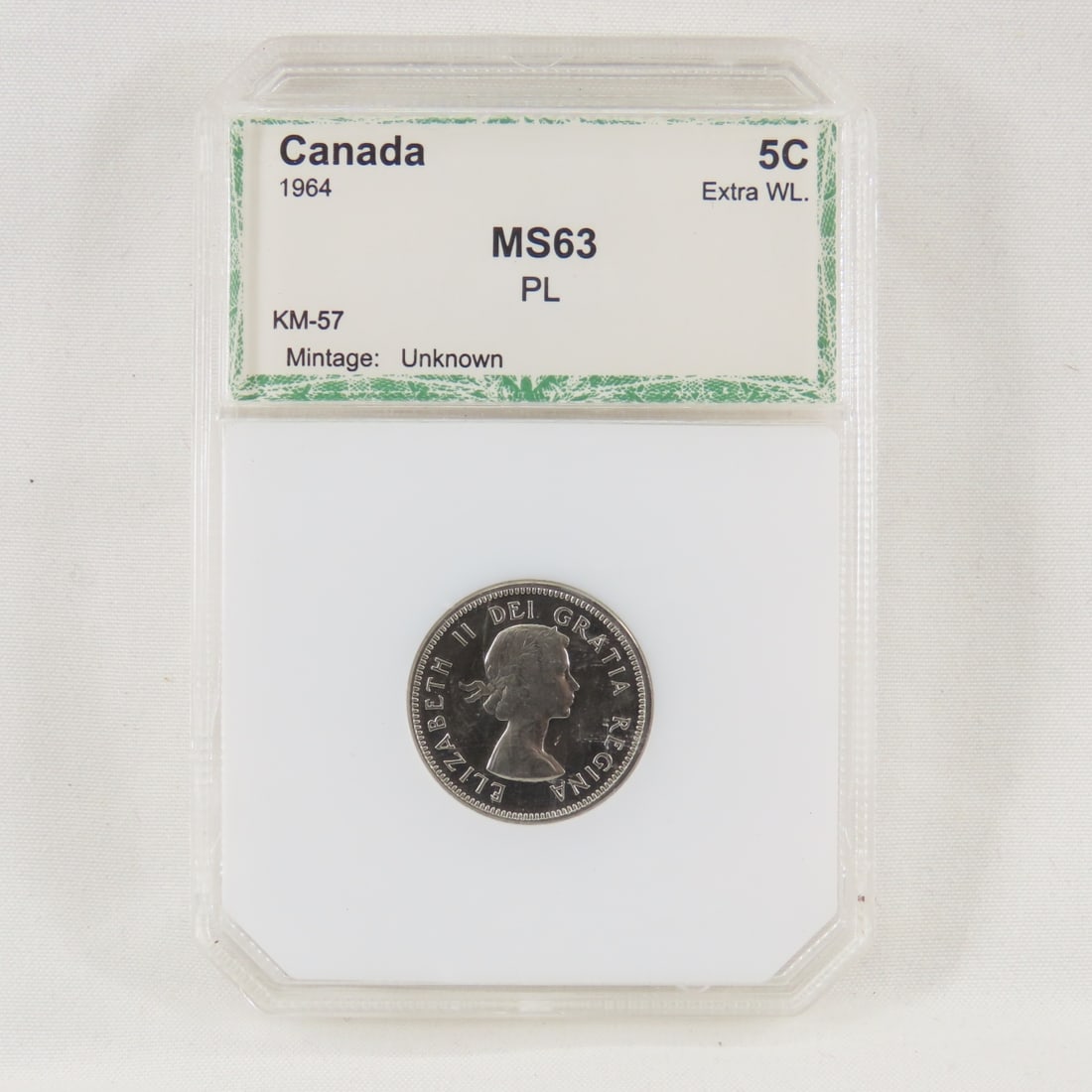 1964 Canadian 5 cent PCI MS63 PL Extra Water Lines (1 of 4)