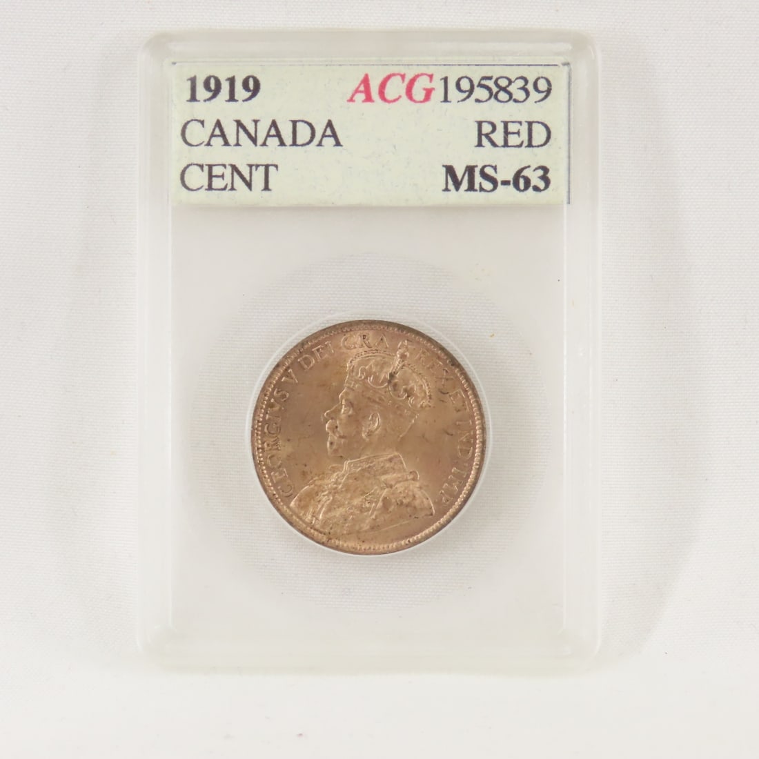 1919 Canadian Large Cent ACG MS63 RED (1 of 4)