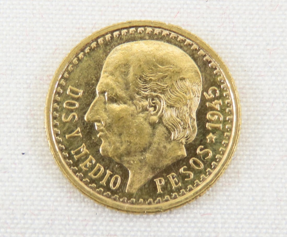 1945 Mexico Dos Y Medio Pesos Gold Coin BU: 1945 Mexico Dos Y Medio Pesos Gold Coin BU - 2 1/2 PesosPlease ask questions & read terms and conditions before bidding.
