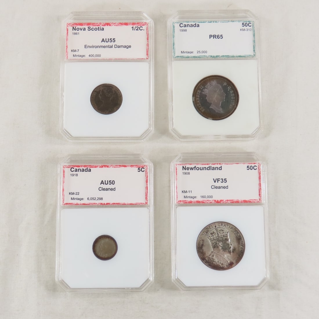 4 Graded Coins; 1861 Nova Scotia Half Cent AU55 (1 of 17)