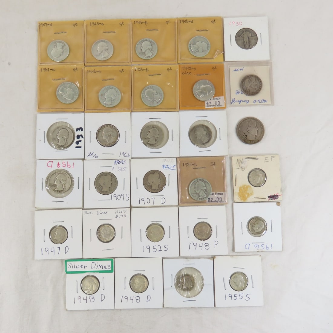 $5 Face US Silver Coins Barber, Wash, Roosevelt (1 of 13)