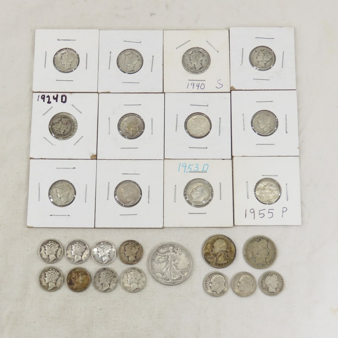 $3.30 Face Silver Mixed US Coins; 20 Mercury Dimes (1 of 7)