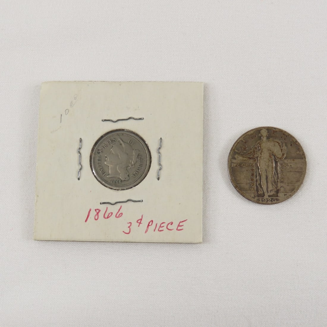 1866 3 cent Nickel & 1926 Standing Quarter (1 of 6)