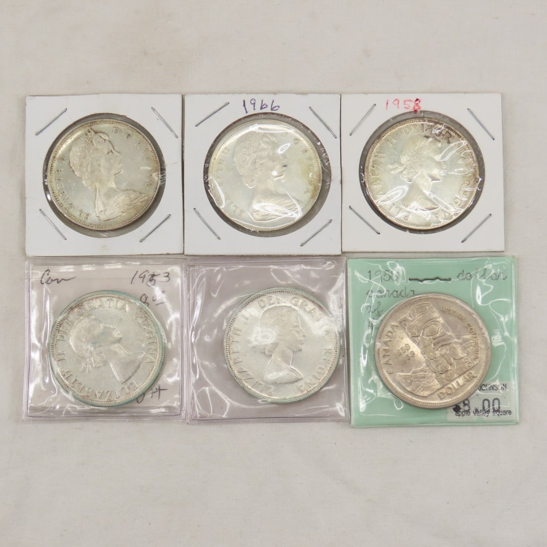 6 1953-1966 Canadian Silver Dollars (1 of 13)