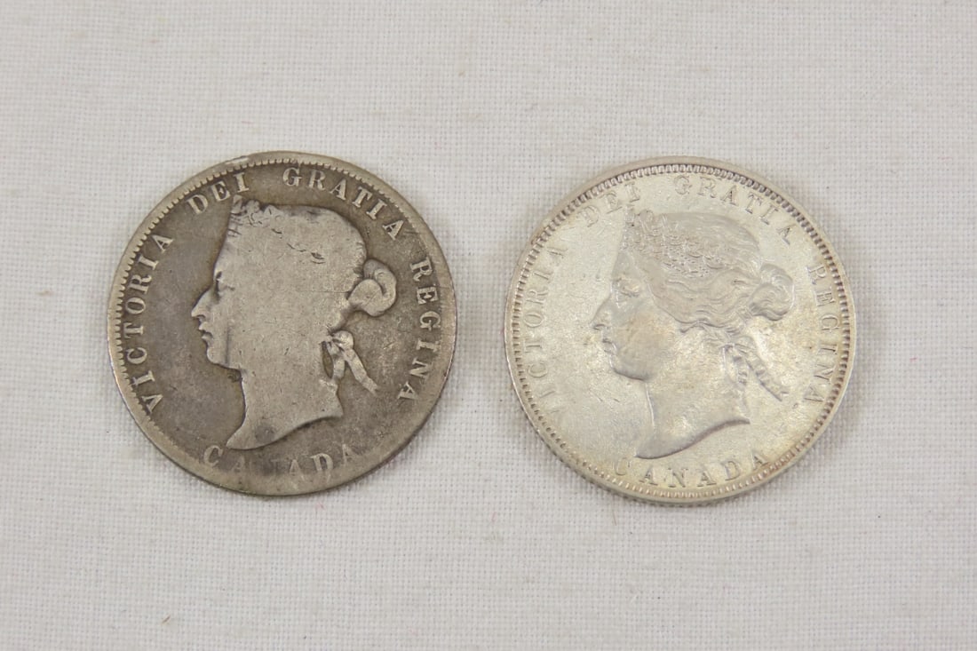 1872 H G & 1883 H VF-XF Canadian Silver Quarters (1 of 6)