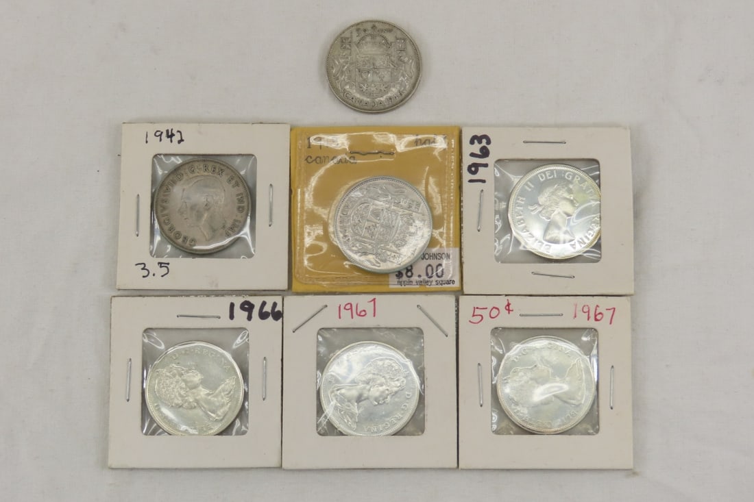 7 Canadian Silver Half Dollars 1943-1967 (1 of 15)