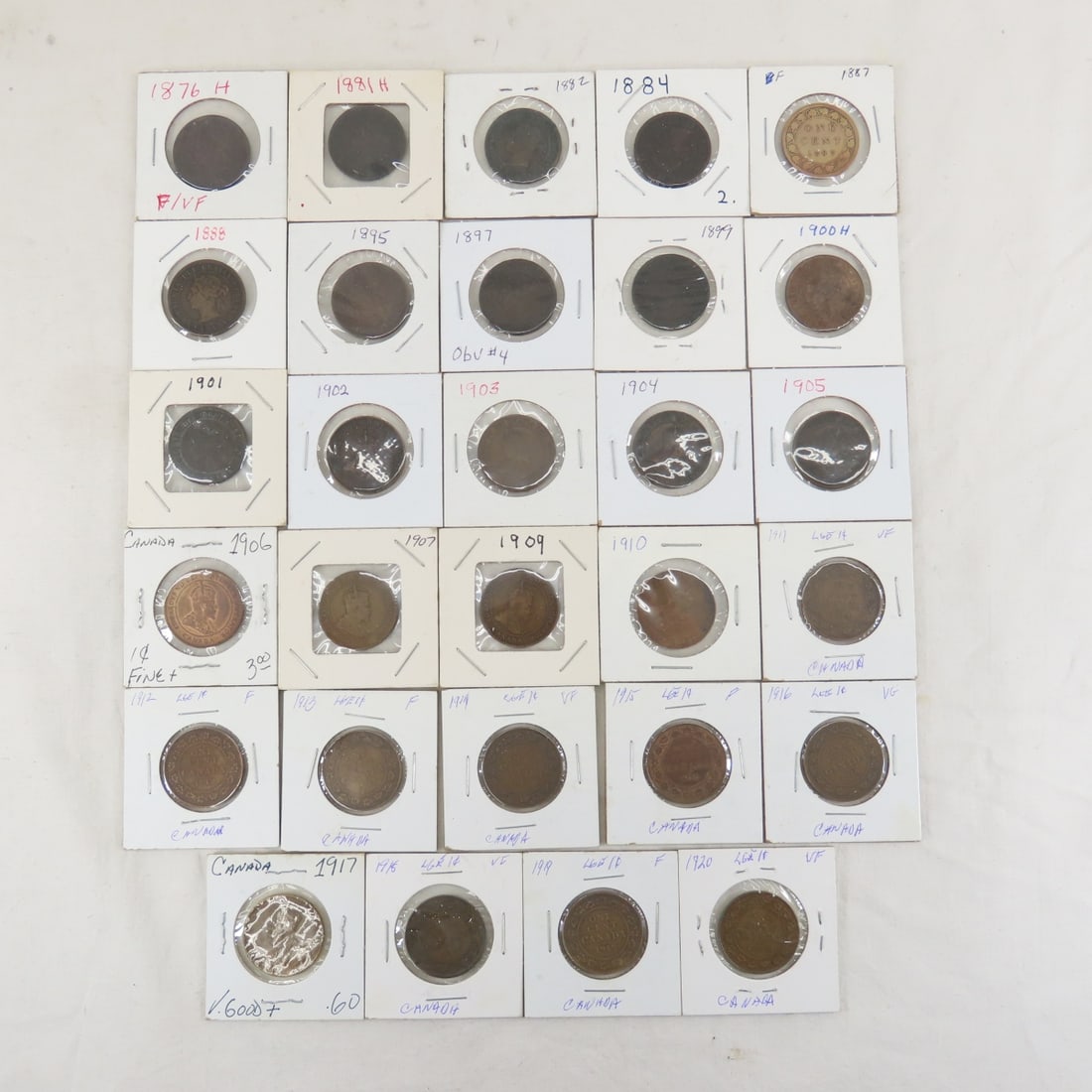29 Canadian Large Cents 1876-1920 NO DUPLICATES (1 of 17)