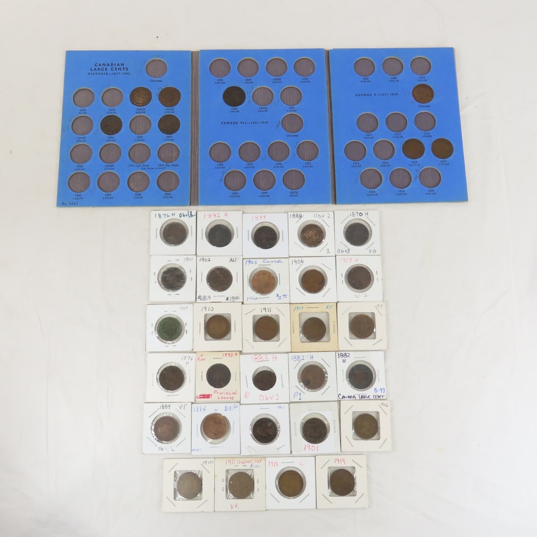 32 Canadian Large Cents 1876-1919 In Book & Flips (1 of 20)