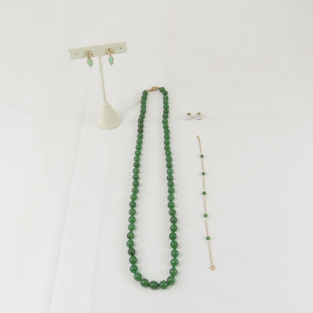 Jade & 14kt Necklace, Earrings and Bracelet (1 of 15)