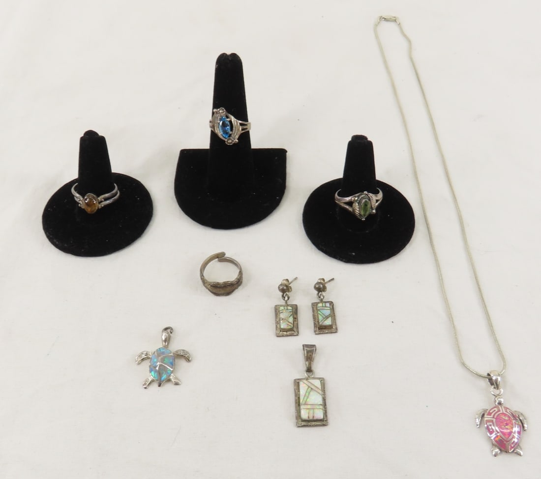 Sterling, Opal & Other Stone Jewelry 33.1 grams (1 of 17)