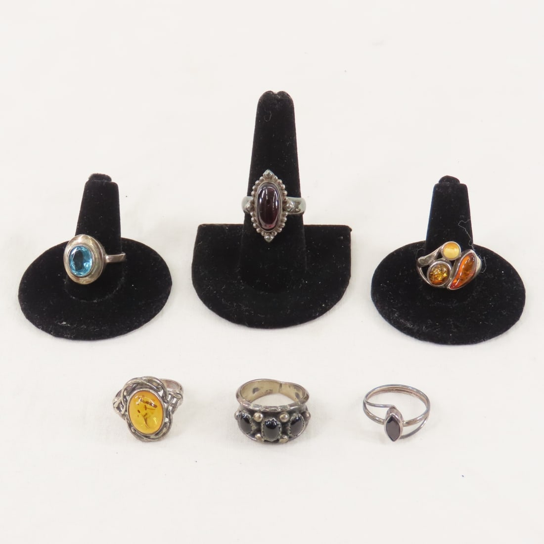 Valerio Baltic Amber & 4 Sterling Rings 18.4 grams (1 of 20)