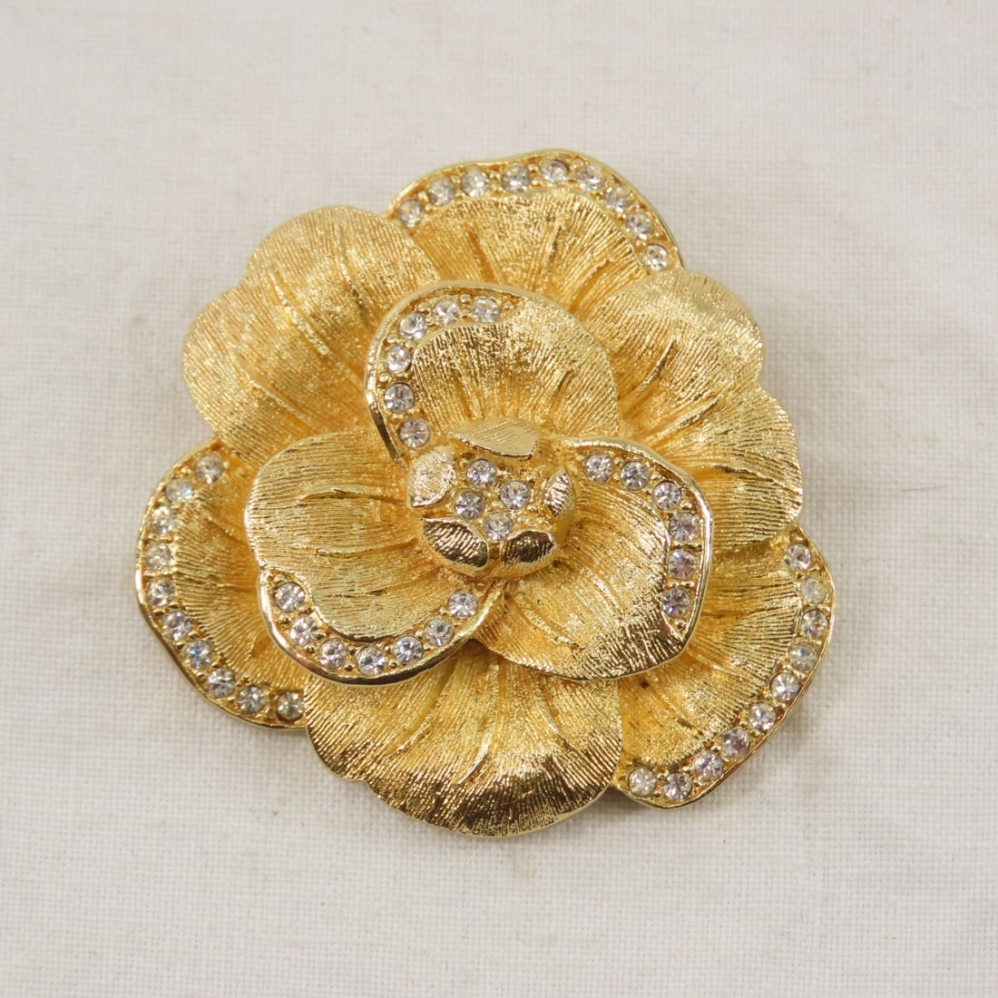 Vintage Christian Dior Gold Tone Rose Brooch (1 of 4)