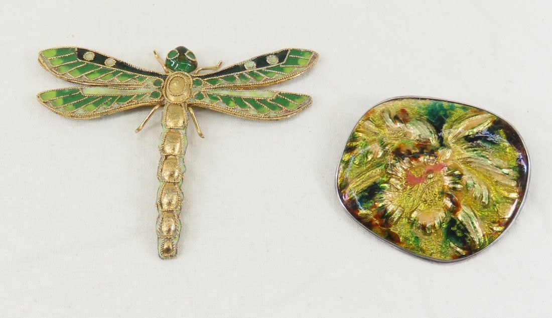 Enamel Dragonfly Pendant & Foil Back Silver Brooch (1 of 7)