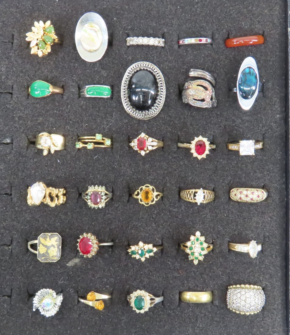 30 Assorted Fashion Rings- some Gold Plated (1 of 10)