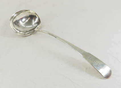 JB Gamelin Sterling Ladle by Solomon Marion ca1830: JB Gamelin Sterling Ladle by Solomon Marion ca1830 - 34.8x10.7x6 cm, 179grams, engraved JB Gamelin. made by Salomon Marion, Montreal Canada 1782-1830 apprenticed at at 16 to Pierre Huguet Sr, Montreal