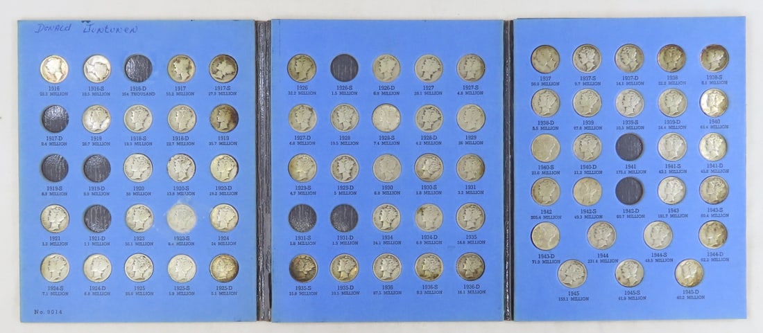 Mercury Dime Collection in book, 67 Coins (1 of 5)