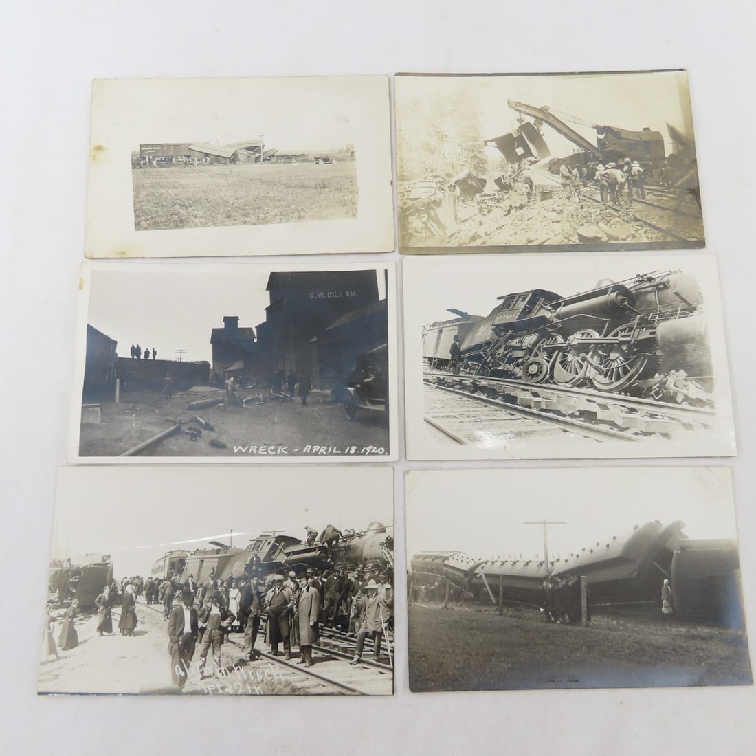 6 Vintage Train Wreck Real Photo Postcards (1 of 6)