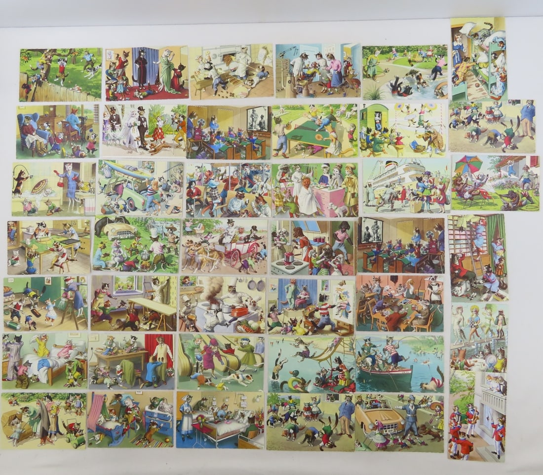 40 Vintage Alfred Mainzer Cat Postcards #4818-4938 (1 of 15)