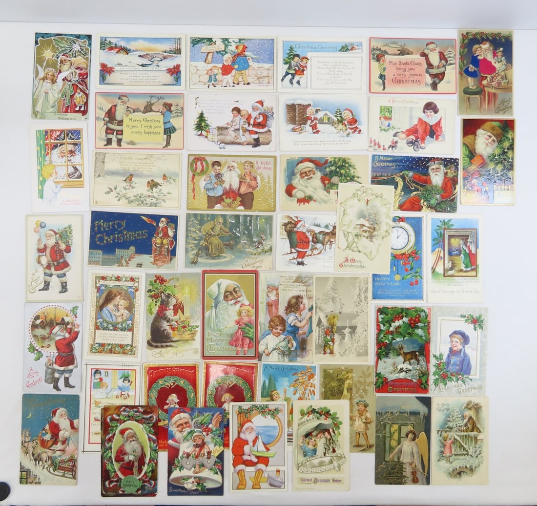 44 Vintage Christmas Postcards, 20 Embossed Santa (1 of 17)