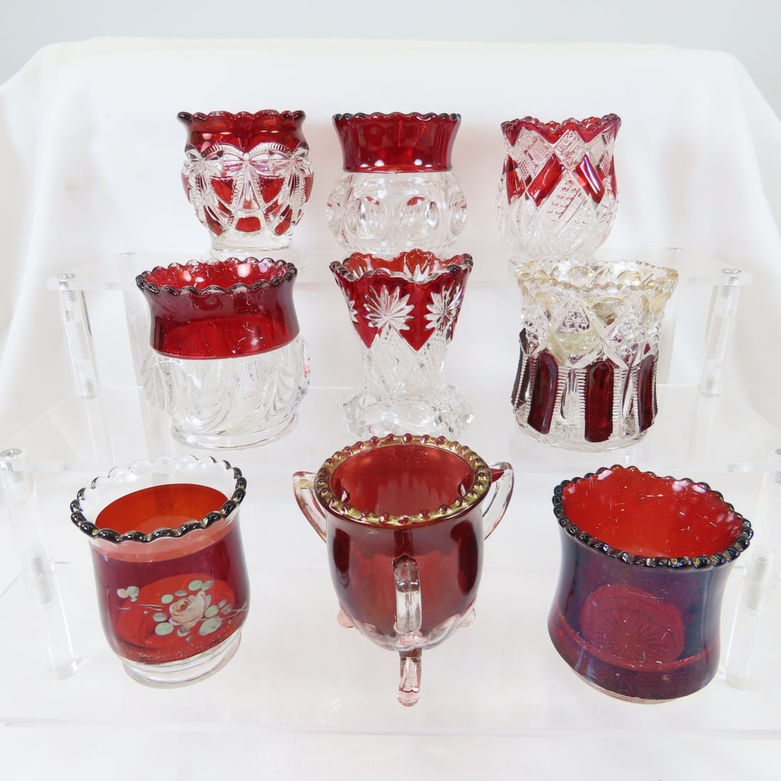 9 Ruby Flash Glass Toothpick Holders- some EAPG (1 of 16)