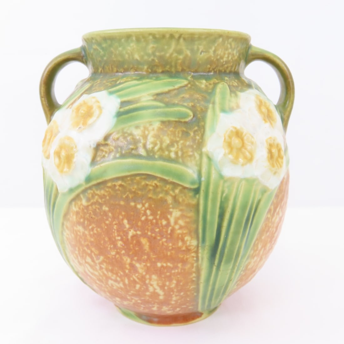 1930's Roseville Jonquil Brown 2 Handled Vase (1 of 9)