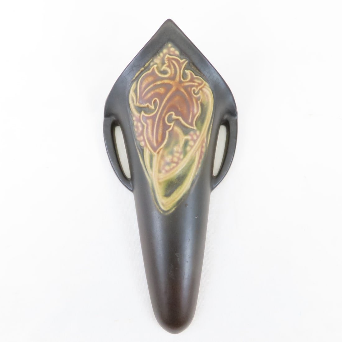 Roseville Pottery Rosecraft Brown Wall Pocket Vase (1 of 7)