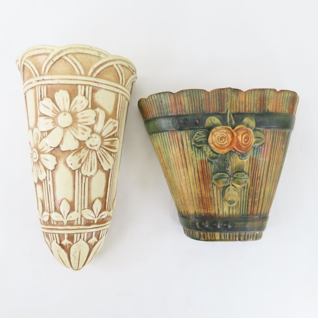 Weller Woodrose & Clinton Ivory Wall Vases (1 of 17)