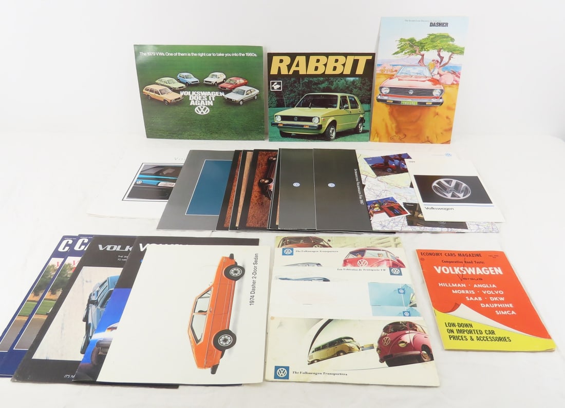25 Volkswagen Car Brochures, Vintage & More: 25 Volkswagen Car Brochures, Vintage & More - Hillman, Anglia, Morris, Volvo, Saab, DKW, Dauphine, Simca, Dasher, Rabbit and More Please ask questions and read terms & conditions before bidding.