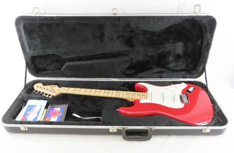 1987 Fender Stratocaster Electric Guitar: 1987 Fender Stratocaster Electric Guitar - with hard case, serial number E 423165 Please ask questions and read terms & conditions before bidding.
