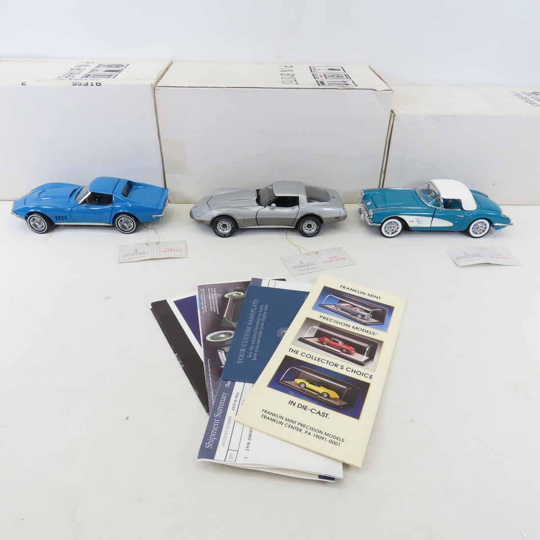 3 Franklin Mint Corvettes 1960, 1968, 1978: 3 Franklin Mint Corvettes 1960, 1968, 1978 - with original boxes Please ask questions and read terms & conditions before bidding.