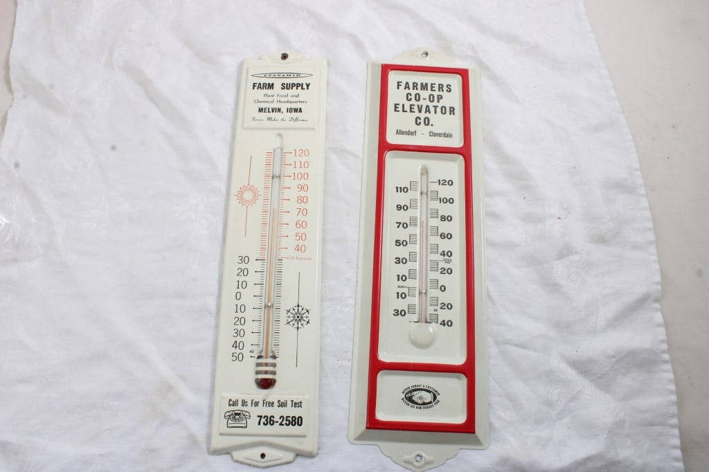 2 Iowa Advertising Metal Thermometers (1 of 12)
