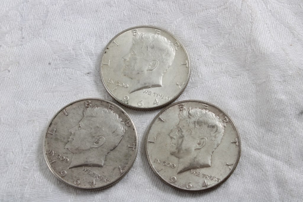 3 1964 Silver Kennedy Half Dollars (1 of 7)