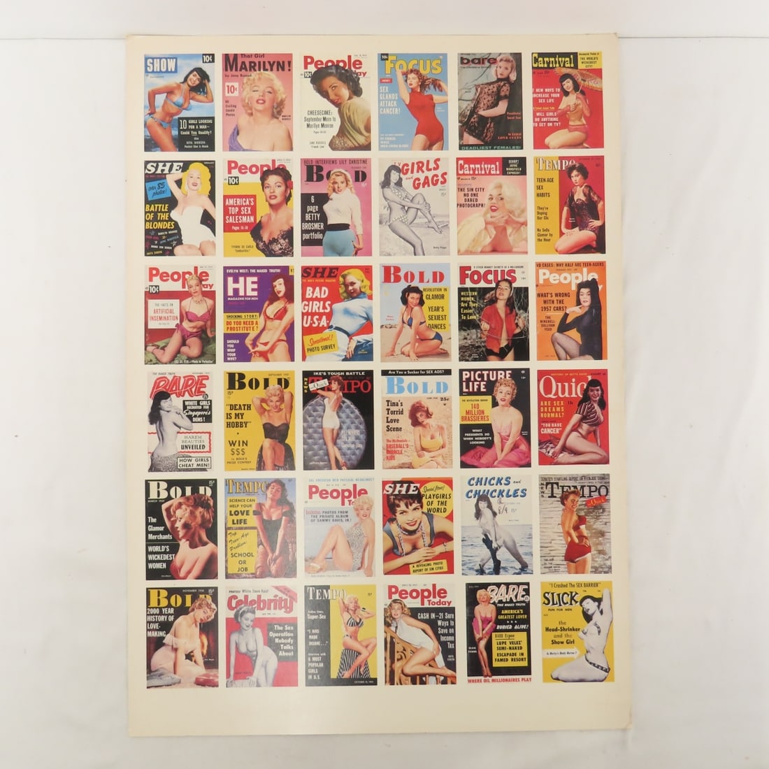 1950's Uncut Sheet of Pocket Pinups Cards (1 of 10)