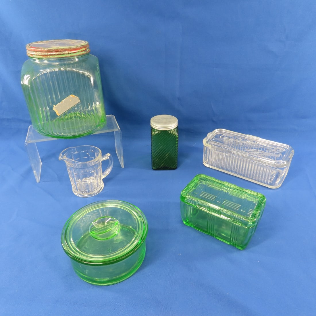 Vintage Green Depression Glass Canister & More (1 of 14)