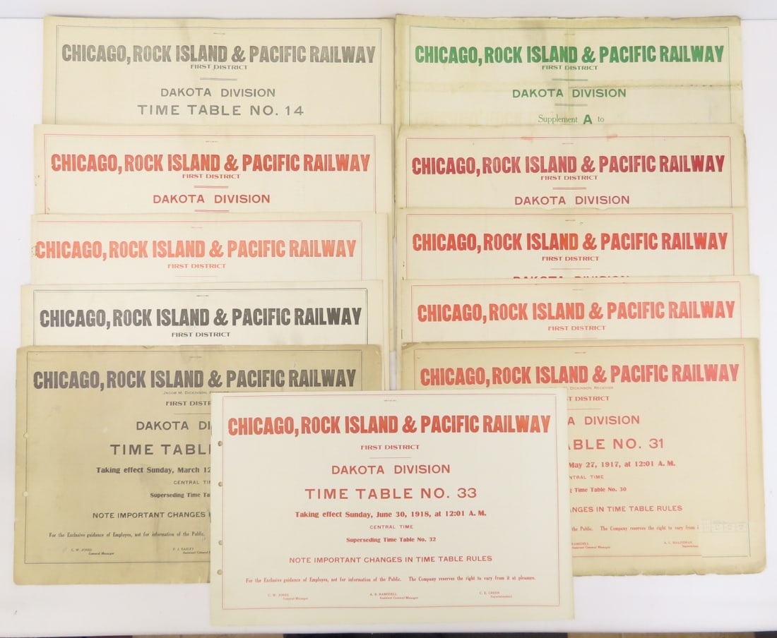 12 CRI&P Horse Blanket Time Tables 1911-1918 (1 of 20)