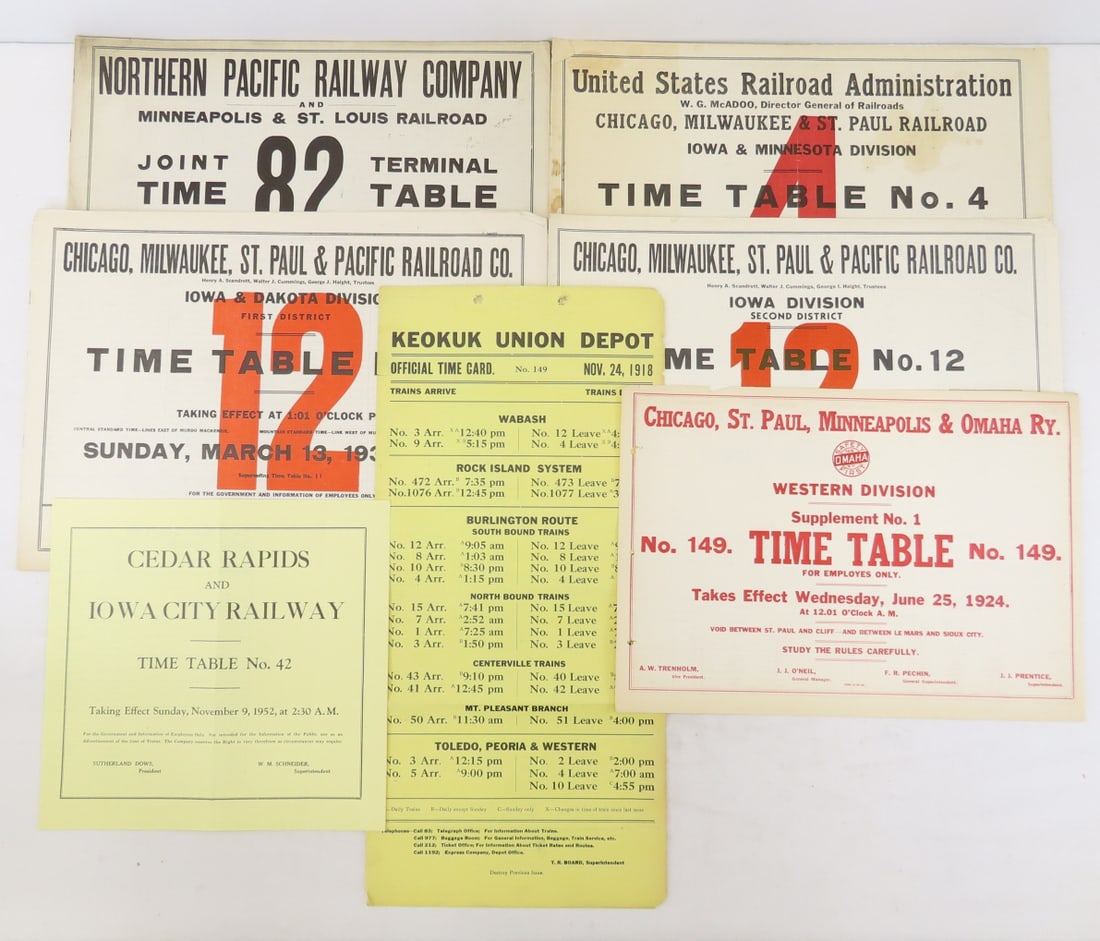 7 Horse Blanket & Other Time Tables- Many Iowa (1 of 20)