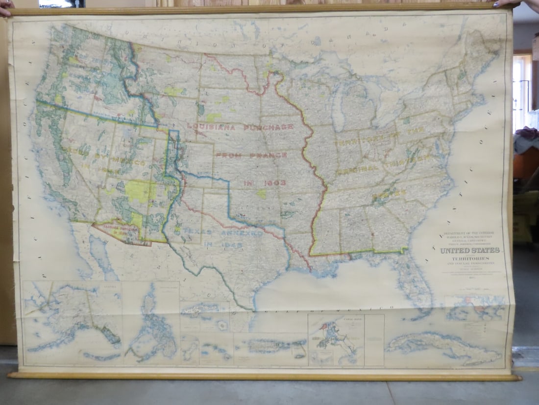 1934 US Dept of Interior Territory Wall Roll Map (1 of 11)