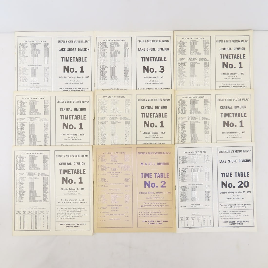 Vintage Chicago North Western Time Tables: Vintage Chicago North Western Time Tables - Live Auctioneers only shows 20 photos- all photos are viewableon Proxibid. https://www.proxibid.com/A-New-Day-Auctions-LLC/10-4-6th-Annual-Railroadiana-Auct