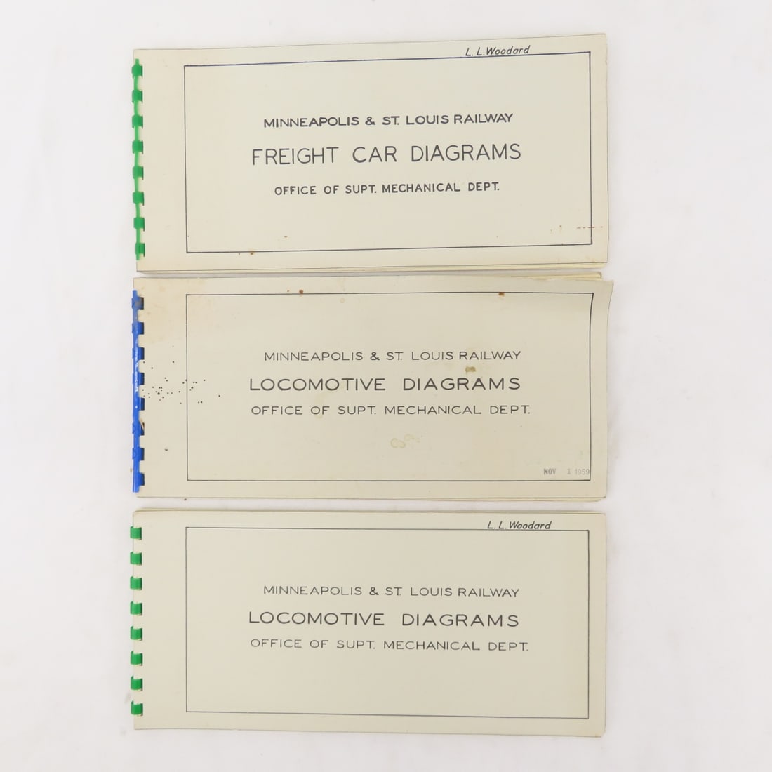 3 M&STL Locomotive & Freight Car Diagram Books: 3 M&STL Locomotive & Freight Car Diagram Books - Live Auctioneers only shows 20 photos- all photos are viewableon Proxibid. https://www.proxibid.com/A-New-Day-Auctions-LLC/10-4-6th-Annual-Railroadiana