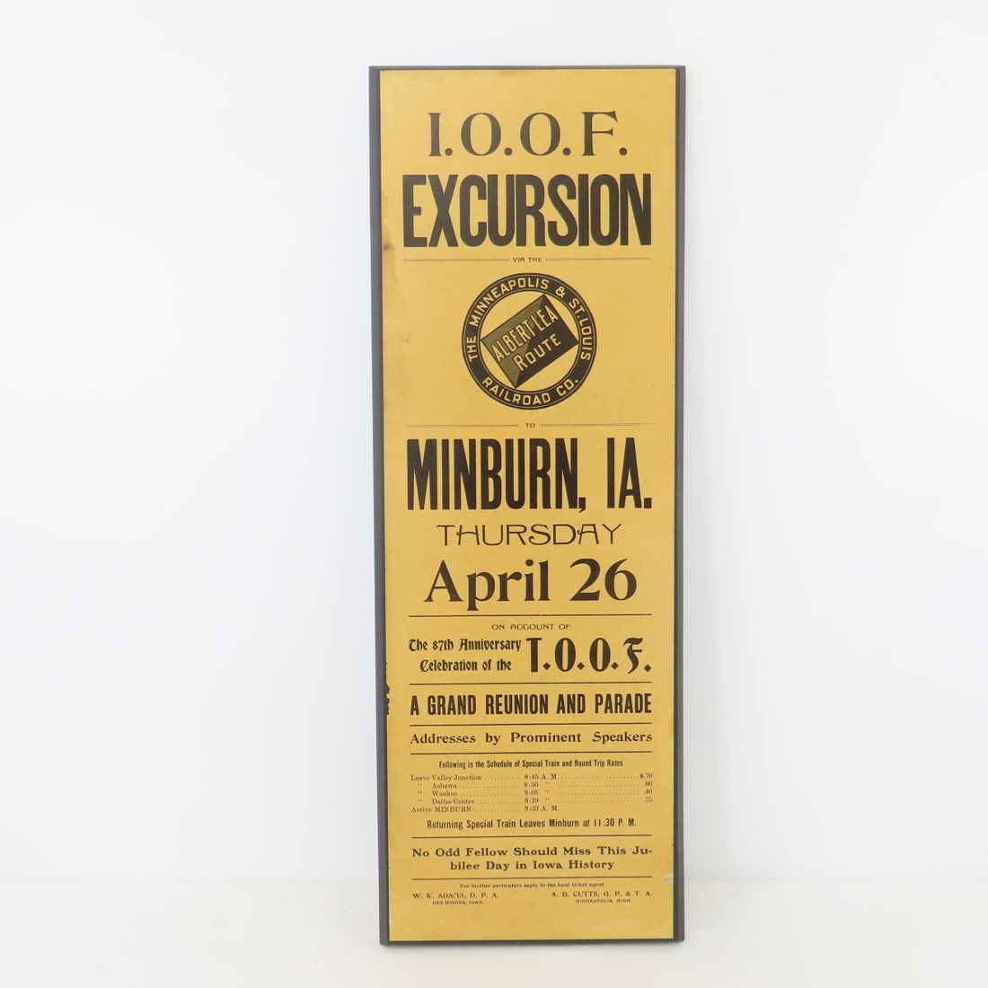 1906 M&STL 87th Anniv. IOOF Excursion Broadside (1 of 8)