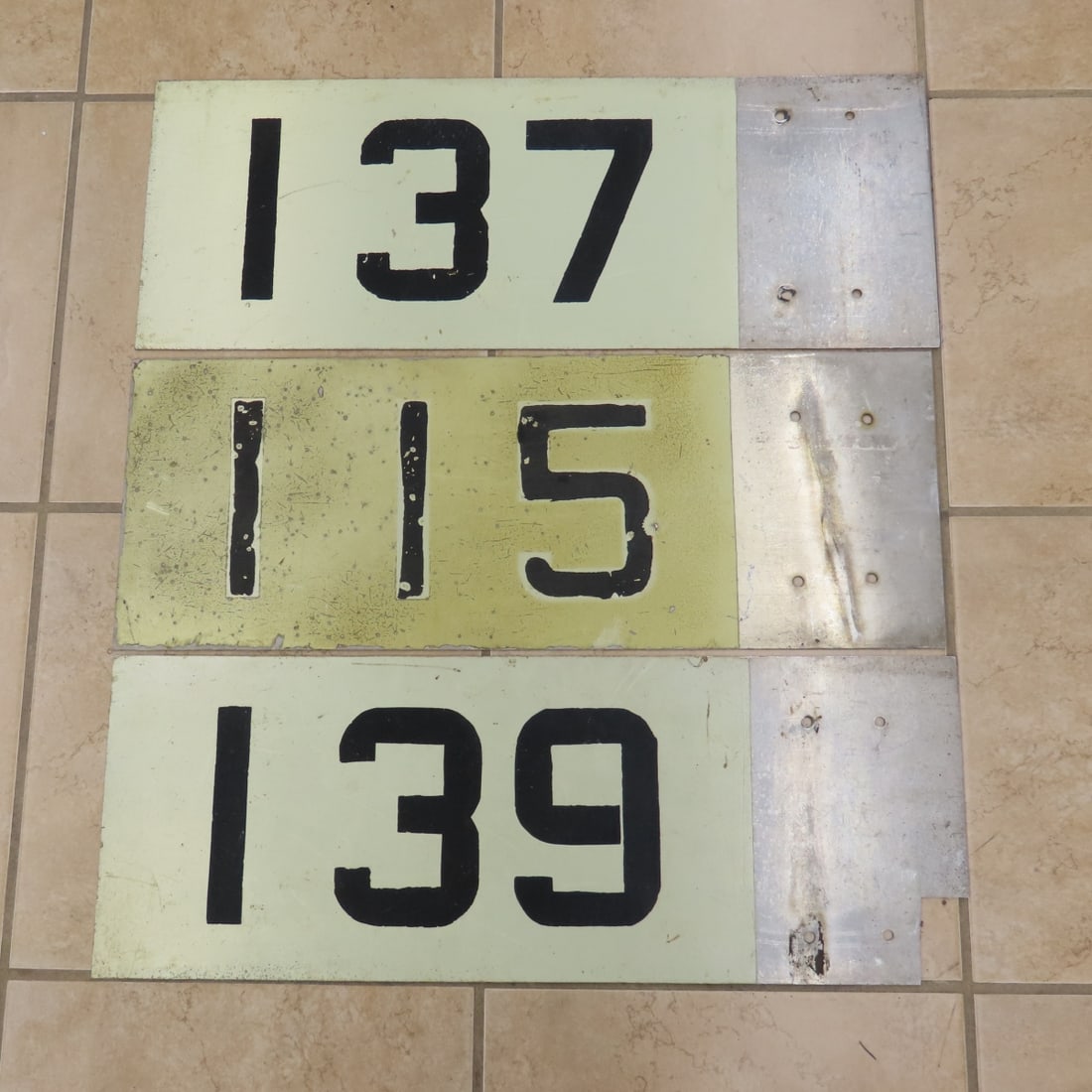 3 Railroad Double Sided Number Signs (1 of 2)