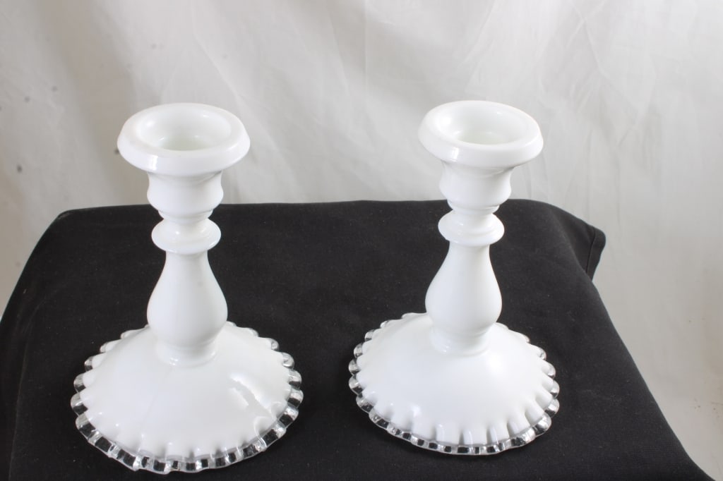 2 Fenton Silver Crest Folded Edge Candle Holders (1 of 12)