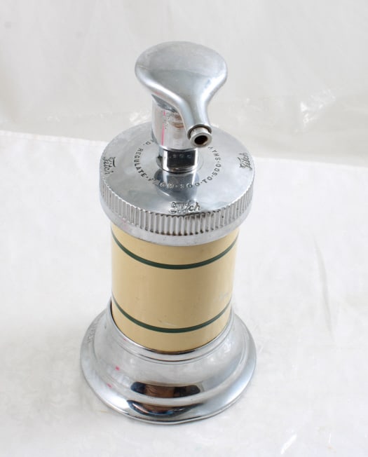 Barber's Fitch Shaving Cream Dispenser: Barber's Fitch Shaving Cream Dispenser - Measures 10" Tall. As pictured. Please read terms and conditions and askquestions before bidding. Live Auctioneers only shows 20 photos per lot. All photos can