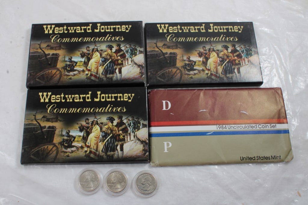 Collector Coins Lot 1984 U S Mint Uncirculated+: Collector Coins Lot 1984 U S Mint Uncirculated+ - The Westward Journey 2005 Ocean in View Philadelphia and Denver Platinum Edition, Westward Journey American Bison Philadelphia and Denver, Westward Jo