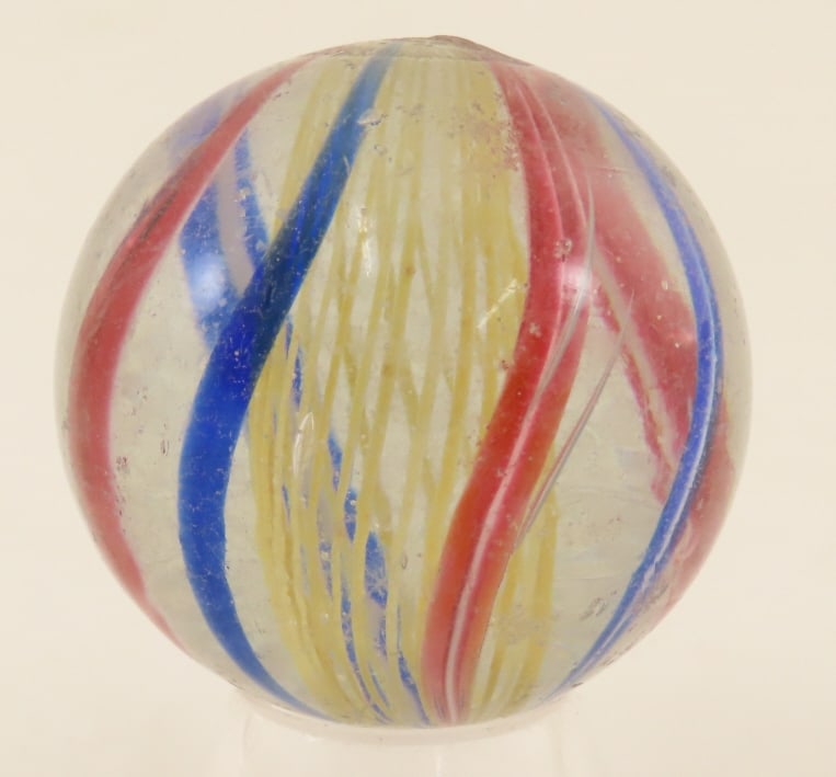 Yellow Latticino Core Swirl Marble 1 9/16" (1 of 6)