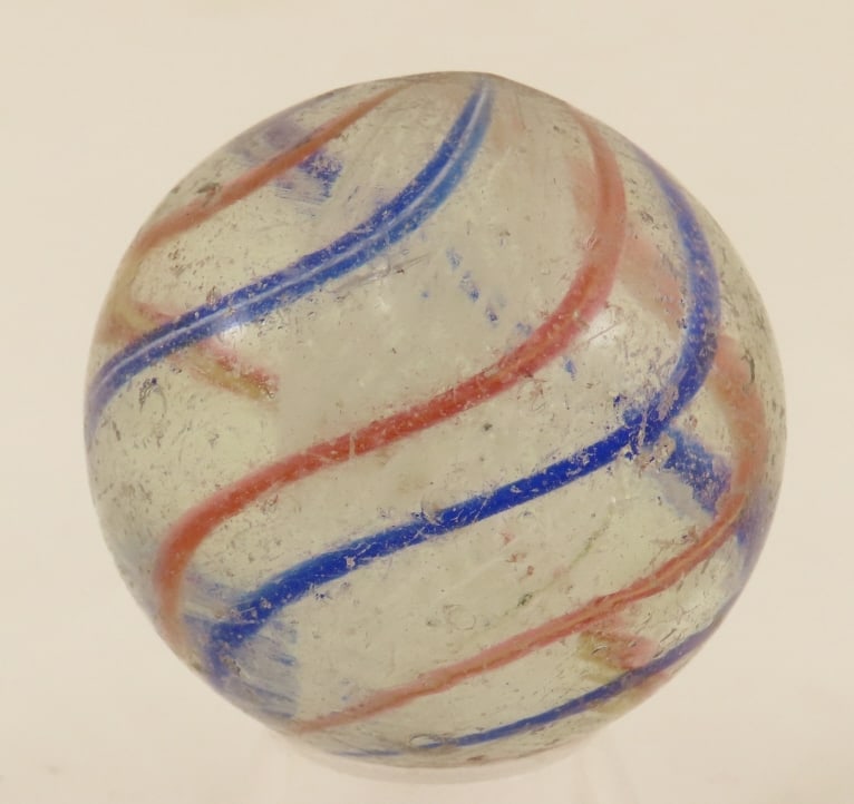 White Latticino Core Swirl Marble 1 9/16" (1 of 6)