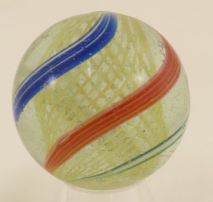 Yellow Latticino Core Swirl Marble 1 11/16" (1 of 6)