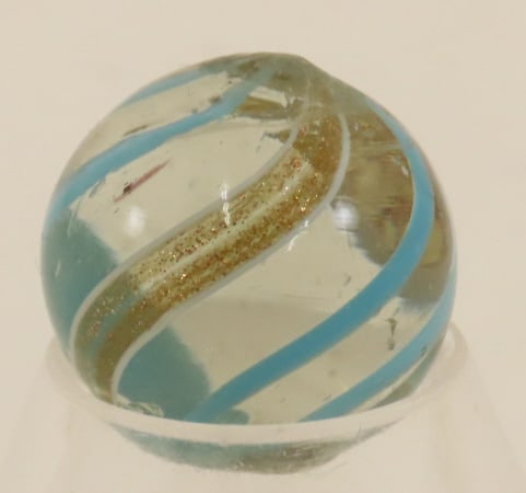 Clear Lutz Marble With Blue Bands 3/4" (1 of 6)